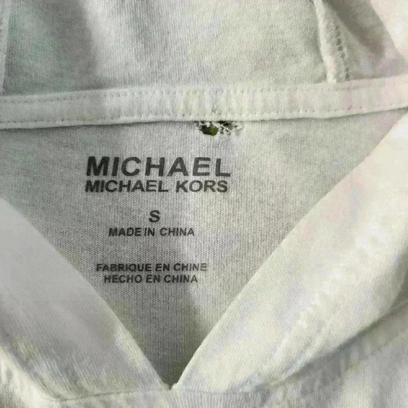 Michael Kors white,  long sleeve, lightweight, women's hooded shirt size small - Picture 5 of 9